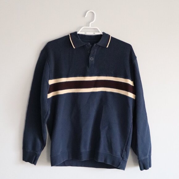 Arnold Palmer Mens Blue Sz S Polo Ribbed Pullover Collared Comfy Sweater - Picture 1 of 10